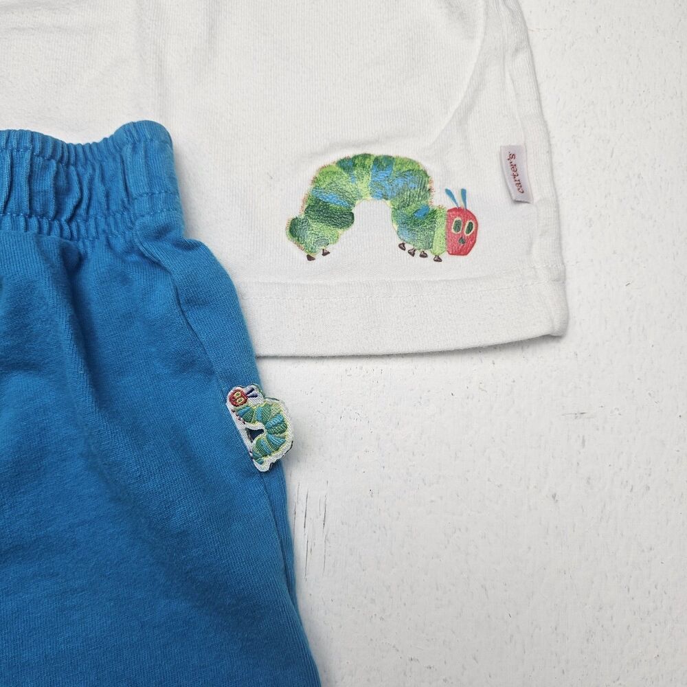 Vintage Carter's  Hungry Caterpillar Eric Carle 3-6M Cotton Boys 2pc Shorts Set - Picture 2 of 7